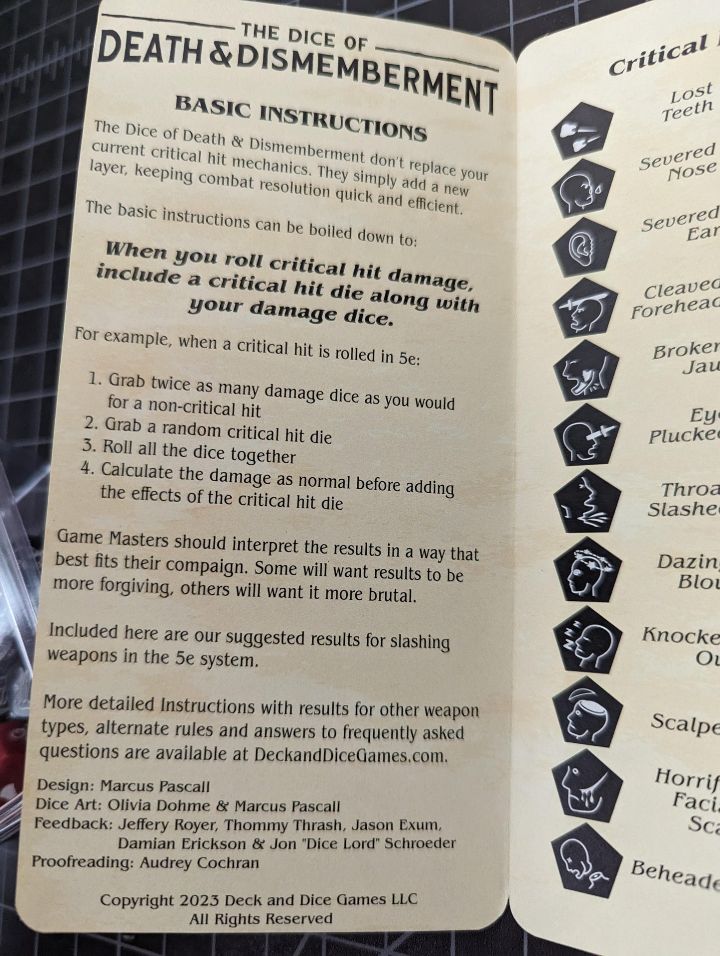 Critical Hit and Fumble Dice